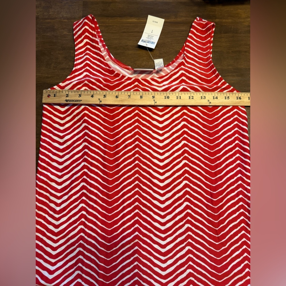 Chicos Red Chevron Zig Zag Contemporary Tank Top Womens SZ 1 New Casual Summer - Picture 7 of 8